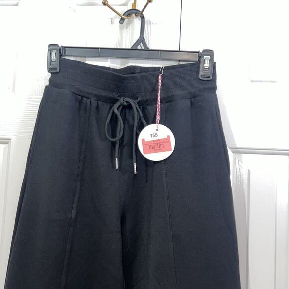 Black Wide Leg Lounge Pants Drawstring Waist Casual Comfy - Picture 3 of 14
